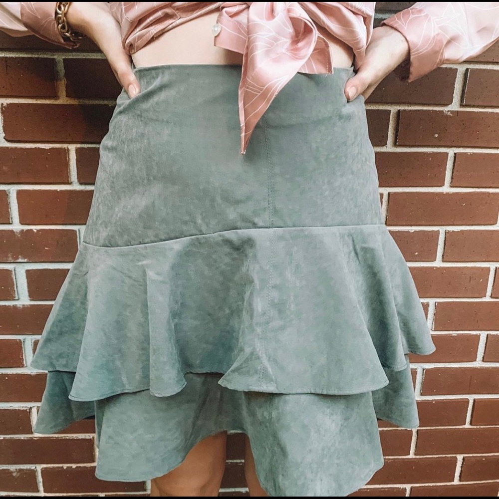 Lush Slate Grey Ruffle Skirt
